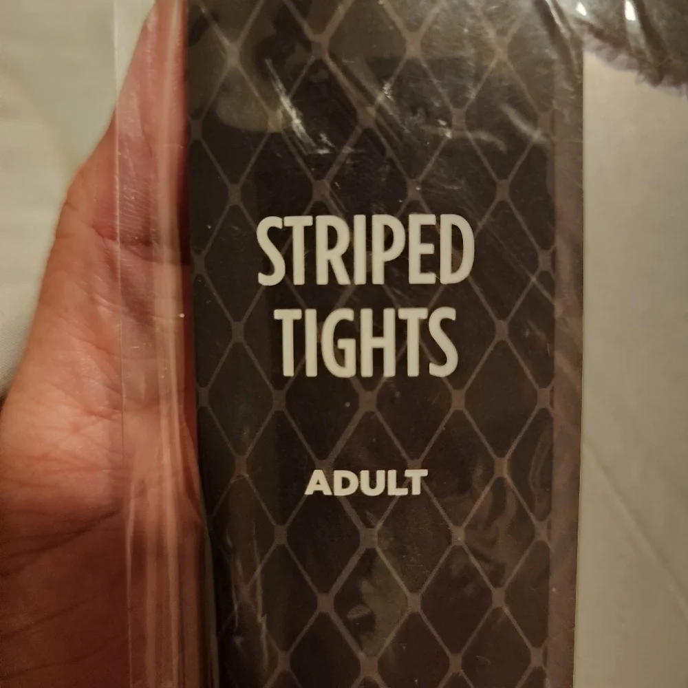 NWT Red Black Striped Tights One Size Fits Most Sexy Punk Goth Halloween Cosplay